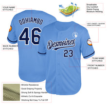 Load image into Gallery viewer, Custom Light Blue Navy-White Mesh Authentic Throwback Baseball Jersey