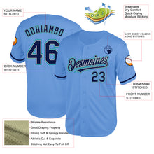 Load image into Gallery viewer, Custom Light Blue Navy Gray-Teal Mesh Authentic Throwback Baseball Jersey
