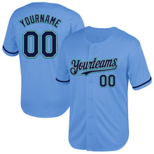 Load image into Gallery viewer, Custom Light Blue Navy Gray-Teal Mesh Authentic Throwback Baseball Jersey