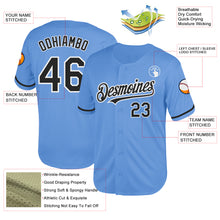Load image into Gallery viewer, Custom Light Blue Black-White Mesh Authentic Throwback Baseball Jersey