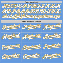 Load image into Gallery viewer, Custom Light Blue White-Old Gold Mesh Authentic Throwback Baseball Jersey