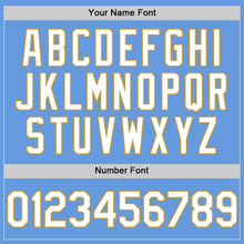 Load image into Gallery viewer, Custom Light Blue White-Old Gold Mesh Authentic Throwback Baseball Jersey