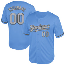 Load image into Gallery viewer, Custom Light Blue Gray-Steel Gray Mesh Authentic Throwback Baseball Jersey