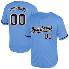 Load image into Gallery viewer, Custom Light Blue Brown-White Mesh Authentic Throwback Baseball Jersey