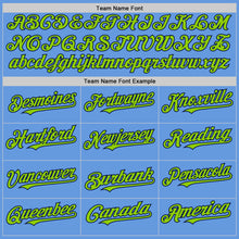 Load image into Gallery viewer, Custom Light Blue Neon Green-Navy Mesh Authentic Throwback Baseball Jersey