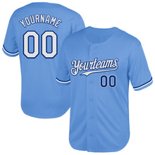 Load image into Gallery viewer, Custom Light Blue White-Royal Mesh Authentic Throwback Baseball Jersey