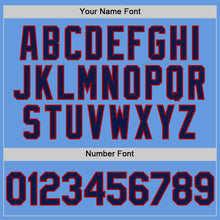 Load image into Gallery viewer, Custom Light Blue Navy-Red Mesh Authentic Throwback Baseball Jersey