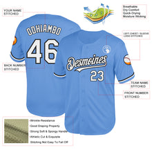 Load image into Gallery viewer, Custom Light Blue White-Black Mesh Authentic Throwback Baseball Jersey