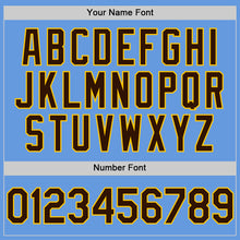 Load image into Gallery viewer, Custom Light Blue Brown-Yellow Mesh Authentic Throwback Baseball Jersey