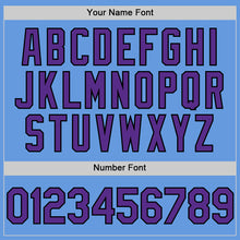 Load image into Gallery viewer, Custom Light Blue Purple-Black Mesh Authentic Throwback Baseball Jersey