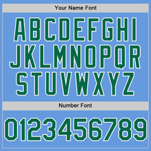 Load image into Gallery viewer, Custom Light Blue Kelly Green-White Mesh Authentic Throwback Baseball Jersey