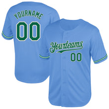 Load image into Gallery viewer, Custom Light Blue Kelly Green-White Mesh Authentic Throwback Baseball Jersey