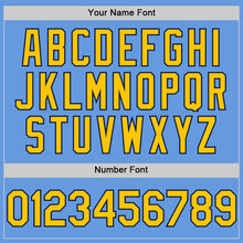 Load image into Gallery viewer, Custom Light Blue Yellow-Navy Mesh Authentic Throwback Baseball Jersey