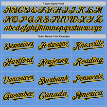 Load image into Gallery viewer, Custom Light Blue Yellow-Black Mesh Authentic Throwback Baseball Jersey