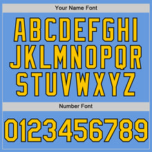 Load image into Gallery viewer, Custom Light Blue Yellow-Black Mesh Authentic Throwback Baseball Jersey