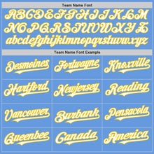 Load image into Gallery viewer, Custom Light Blue White-Yellow Mesh Authentic Throwback Baseball Jersey