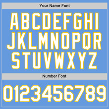 Load image into Gallery viewer, Custom Light Blue White-Yellow Mesh Authentic Throwback Baseball Jersey