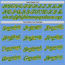 Load image into Gallery viewer, Custom Light Blue Kelly Green-Yellow Mesh Authentic Throwback Baseball Jersey