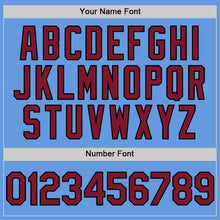 Load image into Gallery viewer, Custom Light Blue Crimson-Black Mesh Authentic Throwback Baseball Jersey