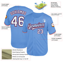 Load image into Gallery viewer, Custom Light Blue Royal-Red Mesh Authentic Throwback Baseball Jersey