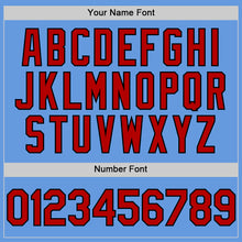 Load image into Gallery viewer, Custom Light Blue Red-Black Mesh Authentic Throwback Baseball Jersey