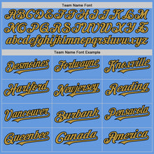Load image into Gallery viewer, Custom Light Blue Black-Old Gold Mesh Authentic Throwback Baseball Jersey