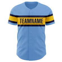 Charger l'image dans la galerie, Custom Light Blue Yellow-Navy Authentic Baseball Jersey
