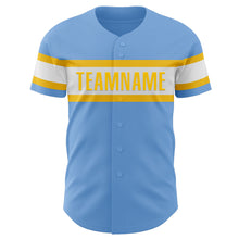 Загрузить изображение в средство просмотра галереи, Custom Light Blue White-Yellow Authentic Baseball Jersey