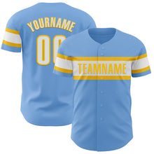 Загрузить изображение в средство просмотра галереи, Custom Light Blue White-Yellow Authentic Baseball Jersey