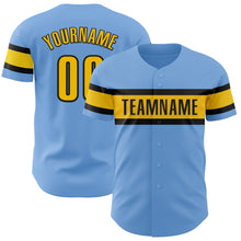 Charger l'image dans la galerie, Custom Light Blue Yellow-Black Authentic Baseball Jersey