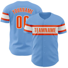 Charger l'image dans la galerie, Custom Light Blue Orange-White Authentic Baseball Jersey