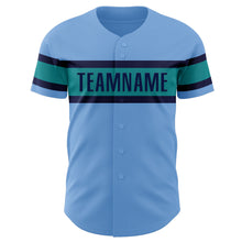 Load image into Gallery viewer, Custom Light Blue Navy-Teal Authentic Baseball Jersey