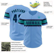 Load image into Gallery viewer, Custom Light Blue Navy-Teal Authentic Baseball Jersey