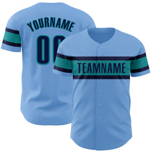 Load image into Gallery viewer, Custom Light Blue Navy-Teal Authentic Baseball Jersey