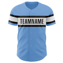 Laden Sie das Bild in den Galerie-Viewer, Custom Light Blue Black-White Authentic Baseball Jersey