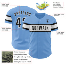 Laden Sie das Bild in den Galerie-Viewer, Custom Light Blue Black-White Authentic Baseball Jersey