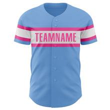 Загрузить изображение в средство просмотра галереи, Custom Light Blue Pink-White Authentic Baseball Jersey