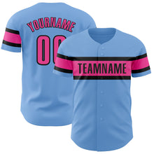 Charger l'image dans la galerie, Custom Light Blue Pink-Black Authentic Baseball Jersey
