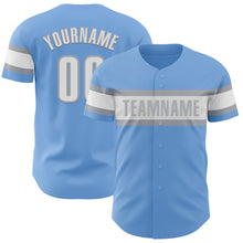 Load image into Gallery viewer, Custom Light Blue White-Gray Authentic Baseball Jersey