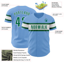 Charger l'image dans la galerie, Custom Light Blue Kelly Green-White Authentic Baseball Jersey