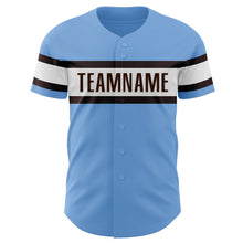 Charger l'image dans la galerie, Custom Light Blue Brown-White Authentic Baseball Jersey