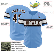 Charger l'image dans la galerie, Custom Light Blue Brown-White Authentic Baseball Jersey