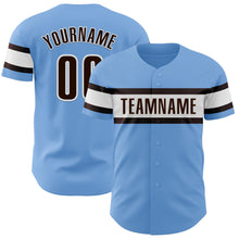 Charger l'image dans la galerie, Custom Light Blue Brown-White Authentic Baseball Jersey