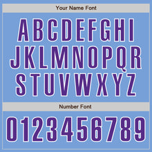 Load image into Gallery viewer, Custom Light Blue Purple-White Authentic Baseball Jersey