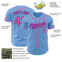 Laden Sie das Bild in den Galerie-Viewer, Custom Light Blue Pink-Purple Authentic Baseball Jersey