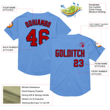 Laden Sie das Bild in den Galerie-Viewer, Custom Light Blue Red-Navy Mesh Authentic Throwback Baseball Jersey