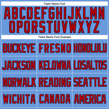 Laden Sie das Bild in den Galerie-Viewer, Custom Light Blue Red-Navy Mesh Authentic Throwback Baseball Jersey