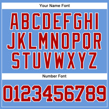 Laden Sie das Bild in den Galerie-Viewer, Custom Light Blue Red-White Mesh Authentic Throwback Baseball Jersey