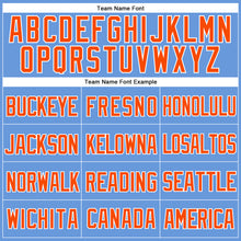 Загрузить изображение в средство просмотра галереи, Custom Light Blue Orange-White Mesh Authentic Throwback Baseball Jersey