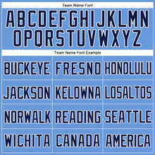 Laden Sie das Bild in den Galerie-Viewer, Custom Light Blue Navy-White Mesh Authentic Throwback Baseball Jersey